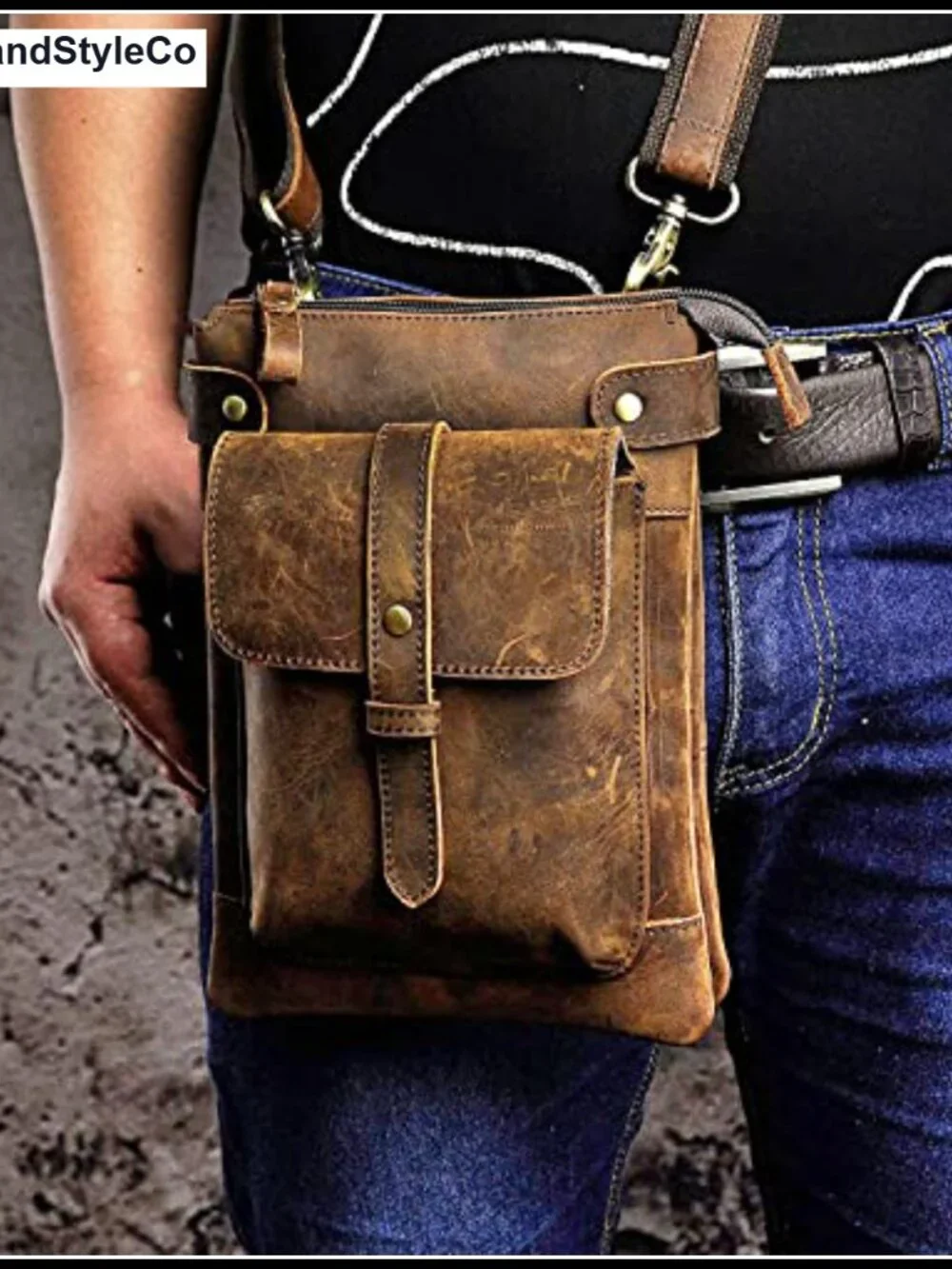 Genuine Leather Messenger Bag Crossbody Satchel Waist Pack Purse